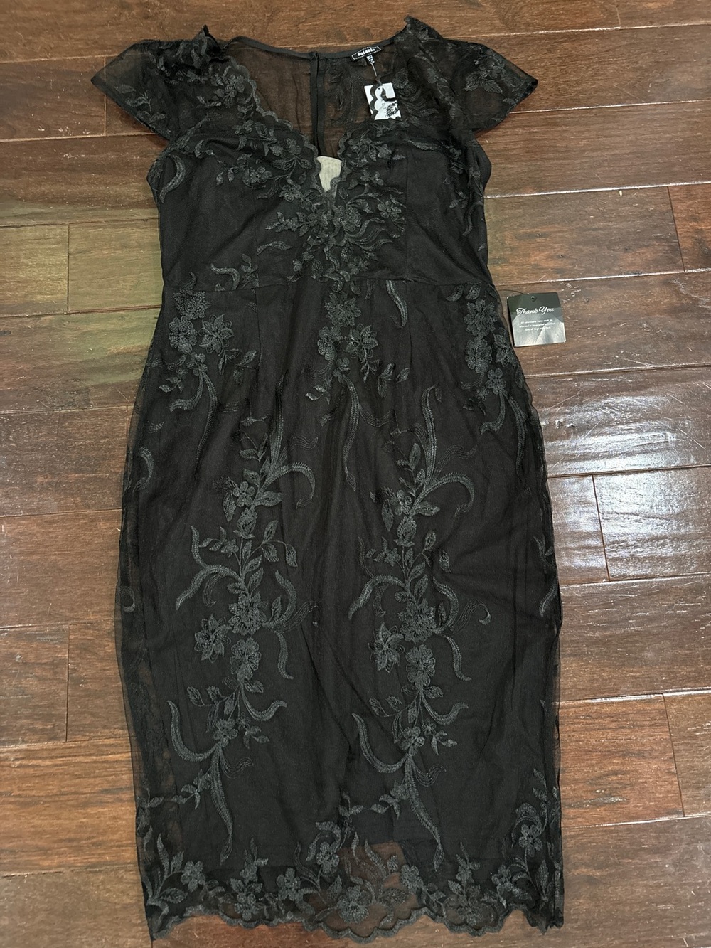 Baltic Born Black Lace Embroidered Midi Dress - Picture 1 of 5